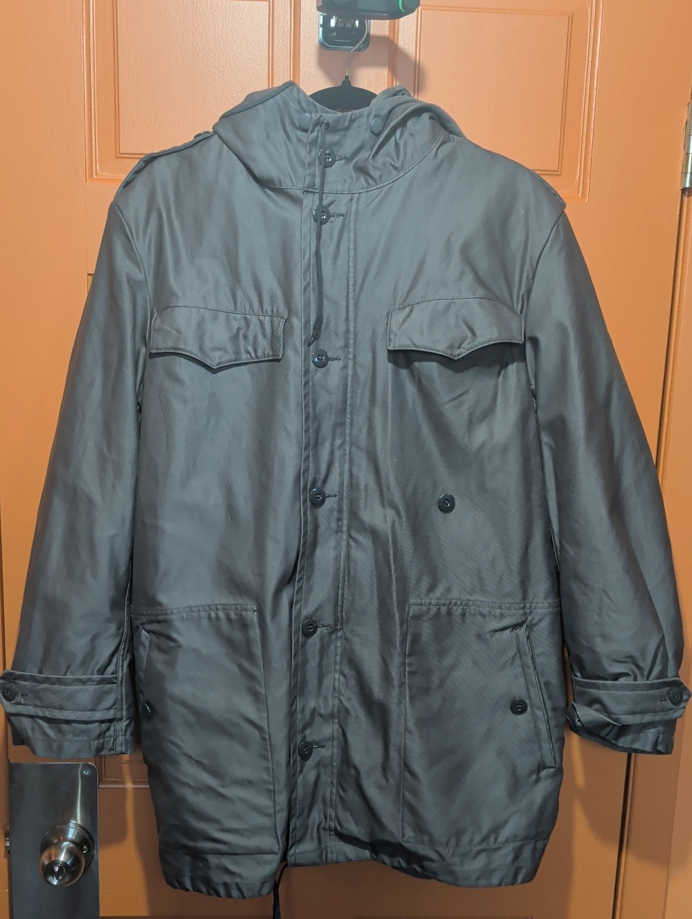 Men's Hooded Insulated Jacket - Dark Gray